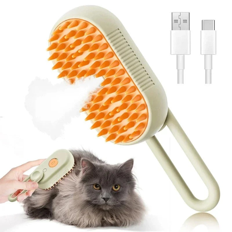 3-in-1 Steam Pet Grooming Brush – Spray Massage Deshedding Comb