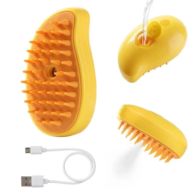 3-in-1 Steam Pet Grooming Brush – Spray Massage Deshedding Comb