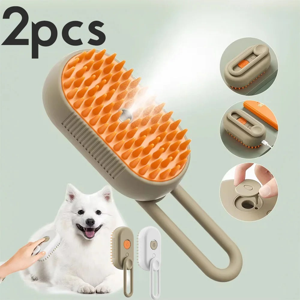 3-in-1 Steam Pet Grooming Brush – Spray Massage Deshedding Comb