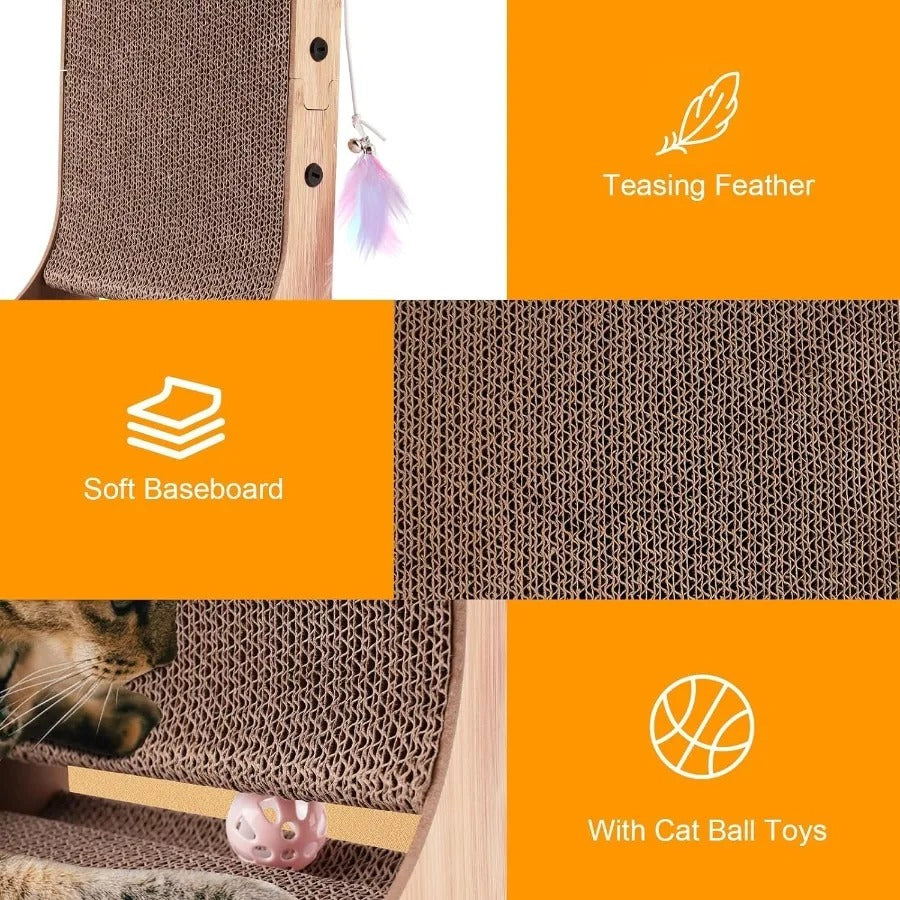 Heavy-Duty Scratch Pad with Wooden Frame for Indoor Cats