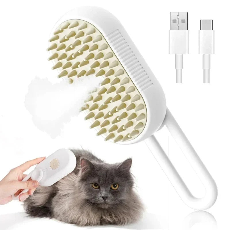 3-in-1 Steam Pet Grooming Brush – Spray Massage Deshedding Comb